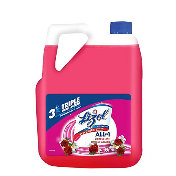 Lizol Disinfectant Surface & Floor Cleaner Liquid, Floral - 5 Litre | Suitable for All Floor Cleaner Mops | Kills 99.9% Germs