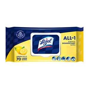Lizol Disinfectant Wet Wipes, Refreshing Lemon Fragrance - 70 Wipes | Sanitizer Wipes with Moisture-Lock Lid | All Surface Cleaner