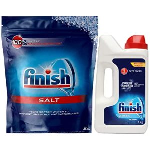 Finish Dishwasher Salt - 2Kg and Classic Dishwasher Detergent Powder- 1Kg | Recommended by Most Dishwasher Brands