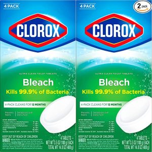 Clorox Automatic Toilet Bowl Cleaner Tablets with Bleach - 4 Count (Pack of 2)