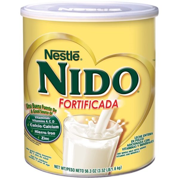Nestle Nido Fortificada Dry Whole Milk, 56.3 Ounce Canister -- 6 per case.