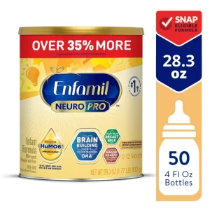 Enfamil NeuroPro Baby Formula, Triple Prebiotic Immune Blend with 2'FL HMO & Expert Recommended Omega-3 DHA, Inspired by Breast Milk, Non-GMO, Powder Can, 28.3 Oz