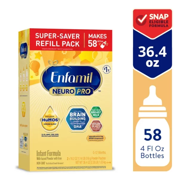 Enfamil NeuroPro Baby Formula, Triple Prebiotic Immune Blend with 2'FL HMO & Expert Recommended Omega-3 DHA, Inspired by Breast Milk, Non-GMO, Refill box, 36.4 Oz