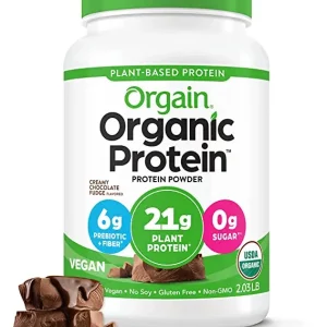 Orgain Organic Vegan Protein Powder, Creamy Chocolate Fudge - 21g of Plant Based Protein
